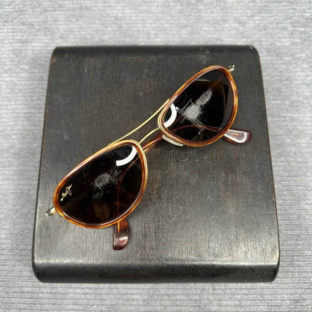Maui Jim Small Kine MJ-251-16C Tortoise Titanium Aviator Y2K Sunglasses Brown